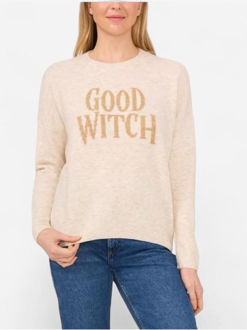 Vince Camuto Good Witch Crewneck Sweater - Cream XL NWT Halloween 🎃